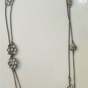 Juicy Couture Silver-Tone Floral Crystal Station Necklace